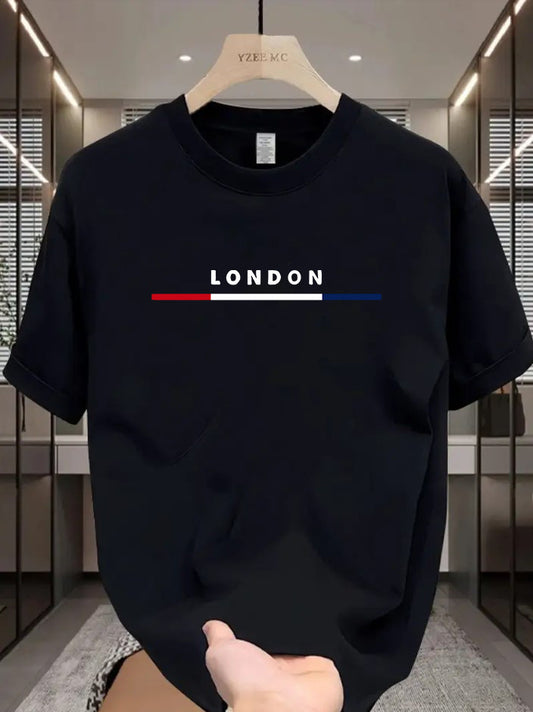 Drop Shoulder Print T-Shirt - London Black
